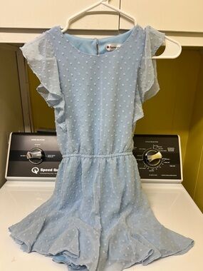 Light Blue Swiss Dot Girls' Romper